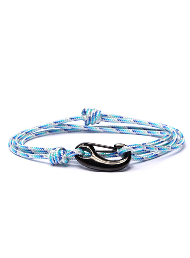 Blue + White Tactical Cord Bracelet for Men (Black Clasp - 19K) Bracelets exchangecapitalmarkets   