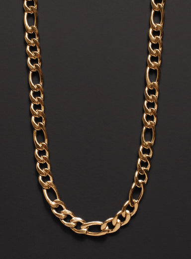 7mm Gold Figaro Chain Necklace for Men Necklaces exchangecapitalmarkets   