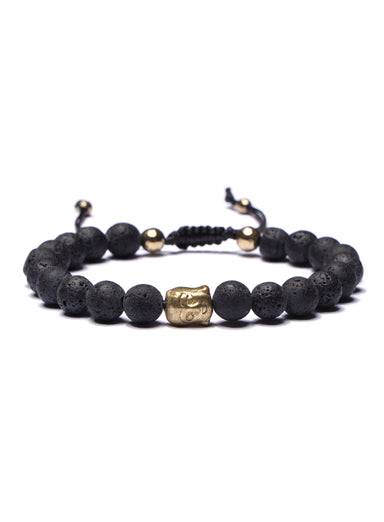 Black Lava Stone and Gold Buddha Bead Bracelet for Men Bracelets exchangecapitalmarkets: Men's Jewelry & Clothing.   