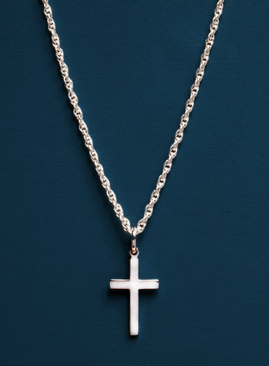 Sterling Silver Cross on Rope Chain Necklaces exchangecapitalmarkets   