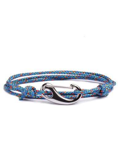 "Land Sail Sea" Blue + Silver Cord Bracelet (09S) Bracelets exchangecapitalmarkets   