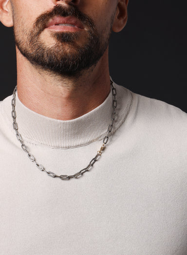 925 Oxidized Textured Elongated Sterling Silver Chain Necklace for Men Jewelry exchangecapitalmarkets: Men's Jewelry & Clothing.   