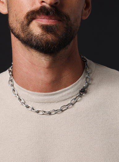 925 Oxidized Sterling Silver Chunky Oval Chain Necklace for Men Jewelry exchangecapitalmarkets: Men's Jewelry & Clothing.   