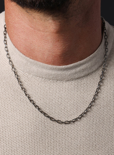 Oxidized 925 Sterling Silver Cable Chain Necklace Jewelry exchangecapitalmarkets: Men's Jewelry & Clothing.   