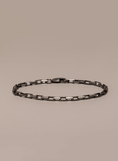 925 Oxidized Sterling Silver Elongated Box Chain Bracelet Bracelets exchangecapitalmarkets: Men's Jewelry & Clothing.   