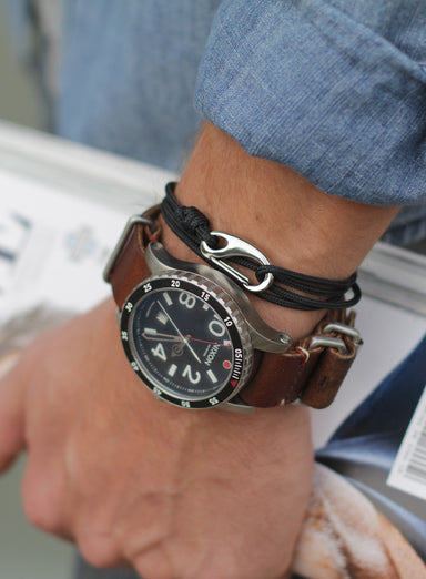 "Anchored" Black + Silver Tactical Cord Bracelet (04S) Bracelets exchangecapitalmarkets   