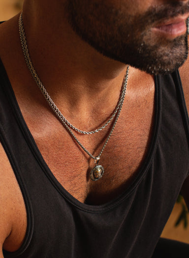 Necklace Set: Silver Rope Chain and Buddha Necklace Necklaces exchangecapitalmarkets: Men's Jewelry & Clothing.   