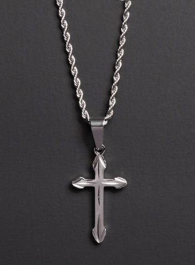 Waterproof Silver Cross for Men on Rope Chain Necklaces exchangecapitalmarkets: Men's Jewelry & Clothing.   
