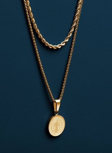 Saint Benedict Medal Necklace Set for Men Necklaces exchangecapitalmarkets: Men's Jewelry & Clothing.   