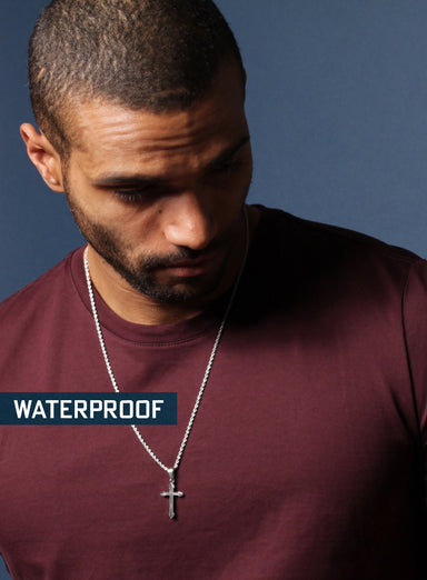 Waterproof Silver Cross for Men on Rope Chain Necklaces exchangecapitalmarkets: Men's Jewelry & Clothing.   
