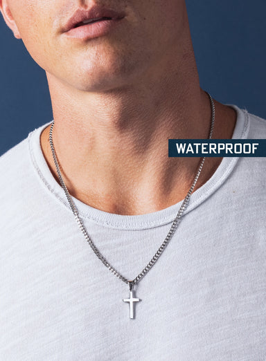 Waterproof Silver Cross Necklace for Men Necklaces exchangecapitalmarkets: Men's Jewelry & Clothing.   
