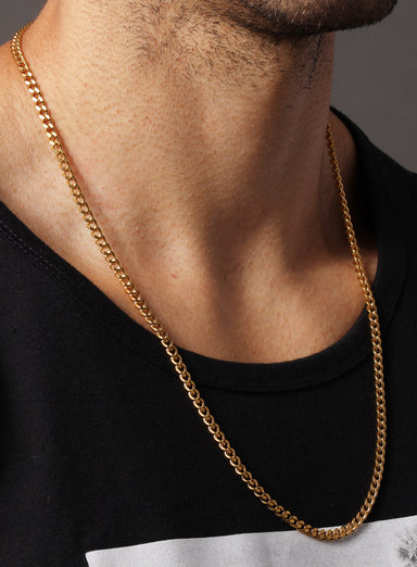4mm 316L Gold Plated Stainless Steel Necklaces exchangecapitalmarkets: Men's Jewelry & Clothing.   