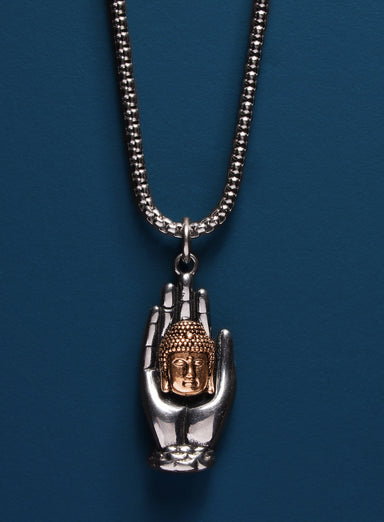 Buddha Palm Pendant Men's Necklace Gold and Silver Necklaces exchangecapitalmarkets: Men's Jewelry & Clothing.   