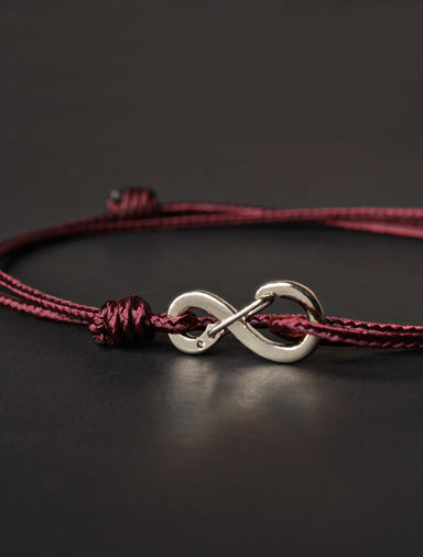 Infinity Bracelet - Maroon cord men's bracelet with silver clasp Jewelry exchangecapitalmarkets   